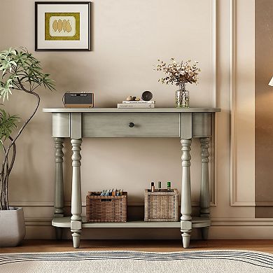 KTMBDW Narrow Console Table with Drawer and Open Shelf, Accent Sofa Table, Entryway Table