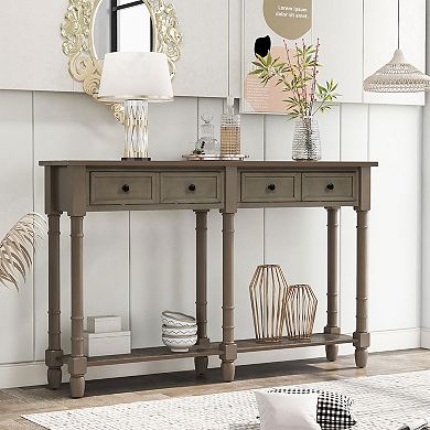KTMBDW Console Table with 2 Drawers and Open Storage Shelf, Entryway Sofa Table for Living Room