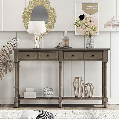 KTMBDW Console Table with 2 Drawers and Open Storage Shelf, Entryway Sofa Table for Living Room