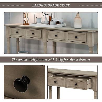 KTMBDW Console Table with 2 Drawers and Open Storage Shelf, Entryway Sofa Table for Living Room
