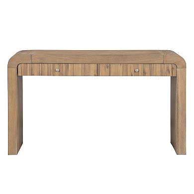 KTMBDW Rustic Console Table with 3 Fluted Drawers, Sofa Table with Thick Legs for Living Room