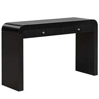 KTMBDW Rustic Console Table with 3 Fluted Drawers, Sofa Table with Thick Legs for Living Room