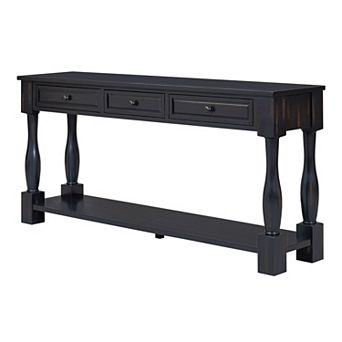 KTMBDW 63" Long Console Table with 3 Drawers and Shelf for Entryway, Hallway, Living Room