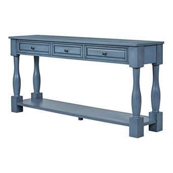 KTMBDW 63" Long Console Table with 3 Drawers and Shelf for Entryway, Hallway, Living Room