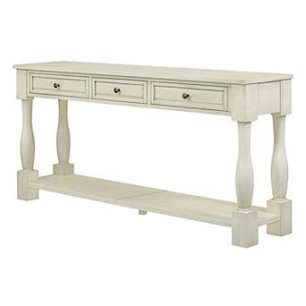 KTMBDW 63" Long Console Table with 3 Drawers and Shelf for Entryway, Hallway, Living Room