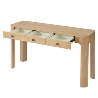 KTMBDW Rustic Console Table with 3 Drawers, Entryway Sofa Table with Thick Legs for Living Room