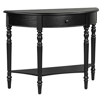 KTMBDW Farmhouse Half Moon Console Table with Drawer and Open Shelf for Living Room