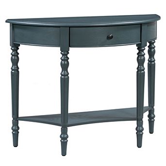 KTMBDW Farmhouse Half Moon Console Table with Drawer and Open Shelf for Living Room
