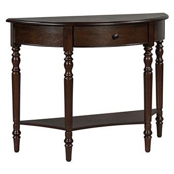 KTMBDW Farmhouse Half Moon Console Table with Drawer and Open Shelf for Living Room