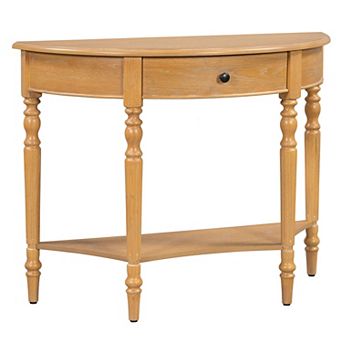 KTMBDW Farmhouse Half Moon Console Table with Drawer and Open Shelf for Living Room