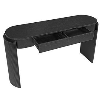 KTMBDW Console Table with Fluted Design, Oval Top and 2 Drawers for Entryway, Living Room