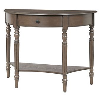 KTMBDW Farmhouse Half Moon Console Table with Drawer and Open Shelf for Living Room