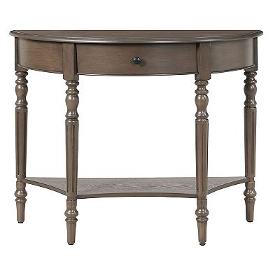 KTMBDW Farmhouse Half Moon Console Table with Drawer and Open Shelf for Living Room