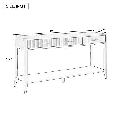 KTMBDW 60 Inches Long Console Table with 3 Drawers and Storage Shelf for Living Room, Hallway