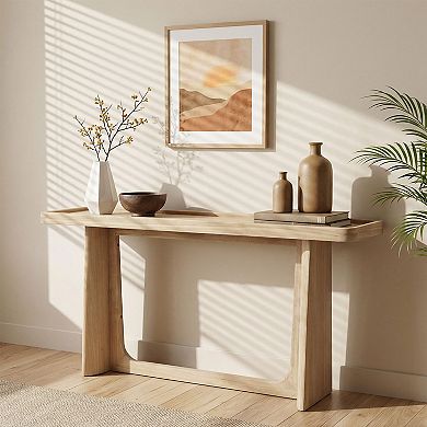 KTMBDW Farmhouse Console Table with Tray Top Design, Solid Wood Frame for Entryway, Living Room