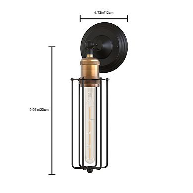 1-Light Long Strip Wall Sconce, Industrial Style Indoor Lamp with Black & Gold Finish, E26 Socket
