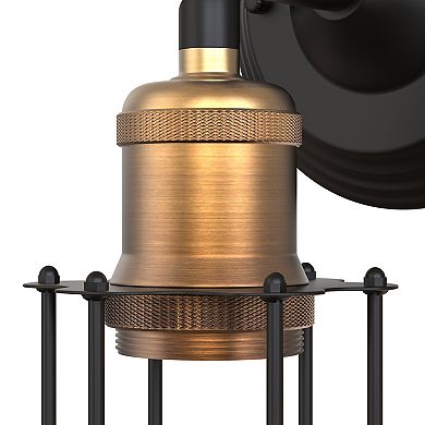 1-Light Long Strip Wall Sconce, Industrial Style Indoor Lamp with Black & Gold Finish, E26 Socket