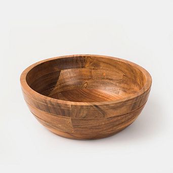 Grooved Serving Bowl Acacia Wood