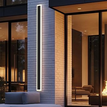 47.2 in Outdoor Wall Sconce IP67 Slim Black Linear 30W Hardwired 3000K LED for Garage Door