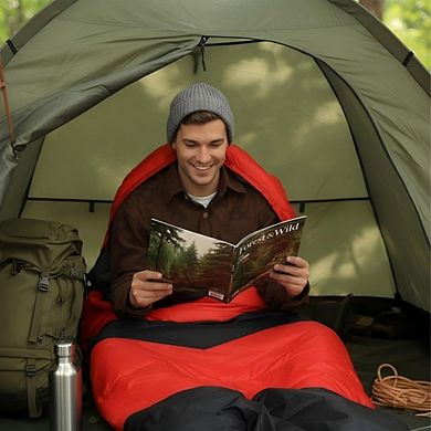 Sleeping bag, waterproof polyester outer fabric, breathable Pongee gray lining, hollow cotton