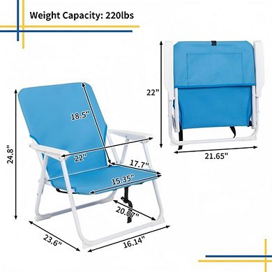 Oxford Cloth Iron Outdoor Beach Chair Blue