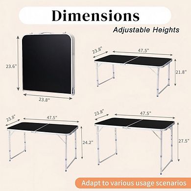 4ft Portable Multipurpose Folding Table, Black