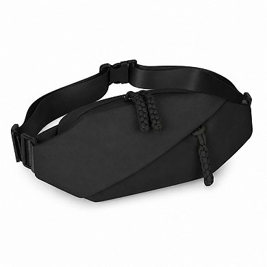 Crossbody Sling Waist Bag with Adjustable Strap Zip Closure and Braided Pulls