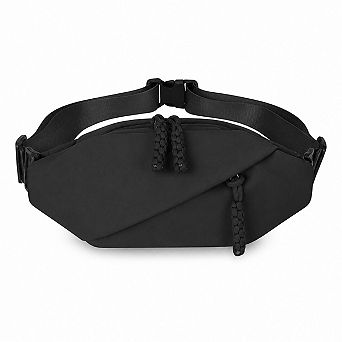 Crossbody Sling Waist Bag with Adjustable Strap Zip Closure and Braided Pulls