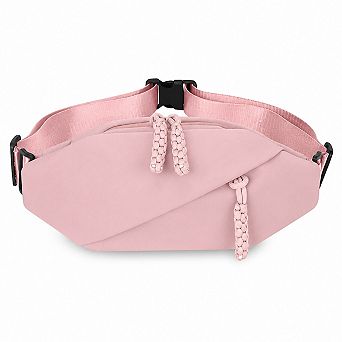 Crossbody Sling Waist Bag with Adjustable Strap Zip Closure and Braided Pulls