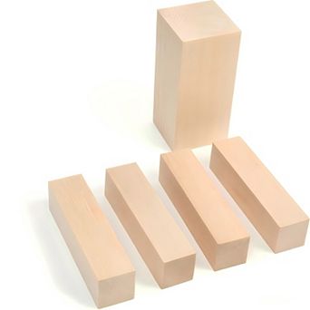 Basswood Carving Blocks 5 pc Whittling Wood for Carving - Large, Small Wooden Blocks for Crafts