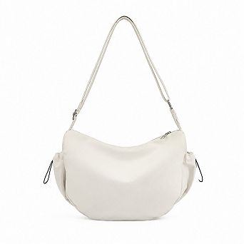 Crescent Crossbody Shoulder Bag with Side Pockets and Adjustable Strap