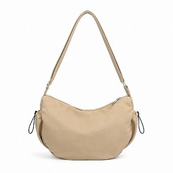 Crescent Crossbody Shoulder Bag with Side Pockets and Adjustable Strap