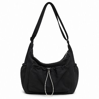 Crossbody Hobo Shoulder Bag with Adjustable Strap Zip Closure and Side Pockets