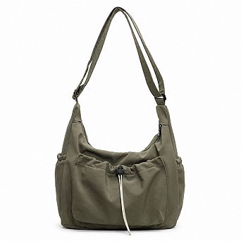 Crossbody Hobo Shoulder Bag with Adjustable Strap Zip Closure and Side Pockets