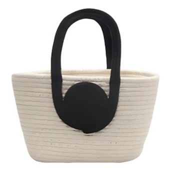 Women's Woven Cotton Rope Handbag Open Top Handbag for Casual and Everyday Use