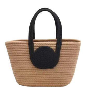 Women's Woven Cotton Rope Handbag Open Top Handbag for Casual and Everyday Use