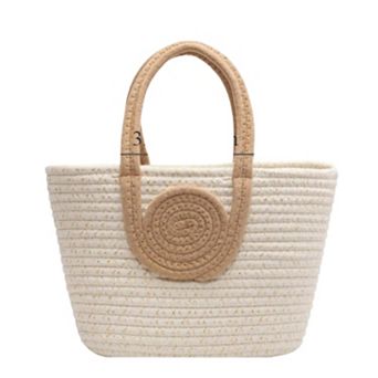 Women's Woven Cotton Rope Handbag Open Top Handbag for Casual and Everyday Use