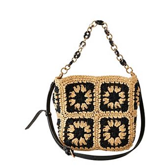 Women's Handcrafted Straw Shoulder Bag with Adjustable Strap and Inner Pocket