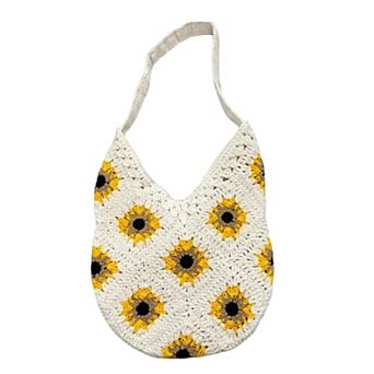 Women's Sunflower Crochet Shoulder Tote Bag Large Capacity Handbag