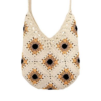 Women's Sunflower Crochet Shoulder Tote Bag Large Capacity Handbag