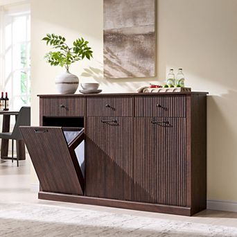 Tilt-Out Laundry Hamper Cabinet with 20 Gallon Hidden Storage, 3 Drawers for Bathroom Laundry Room