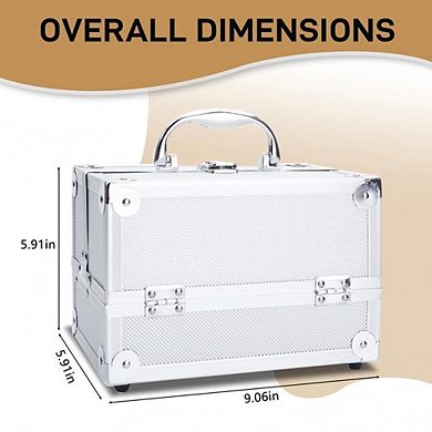 SM-2176 Aluminum Makeup Train Case Jewelry Box Cosmetic Organizer with Mirror