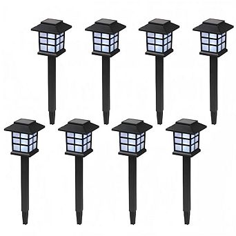 8 pc White LED Solar Lantern Torch Light Garden Landscape Lighting