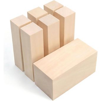 Basswood Carving Blocks 7 pc Whittling Wood Kit - Soft Wood Block for Crafts