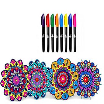 Stained Glass Mandala Art Kit - DIY Window Clings with Markers