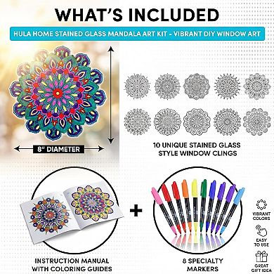 Stained Glass Mandala Art Kit - DIY Window Clings with Markers