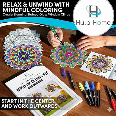 Stained Glass Mandala Art Kit - DIY Window Clings with Markers