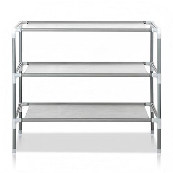 Simple Assembly 3 tier Non-woven Fabric Shoe Rack Gray