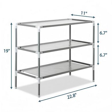 Simple Assembly 3 Tiers Non-woven Fabric Shoe Rack Gray