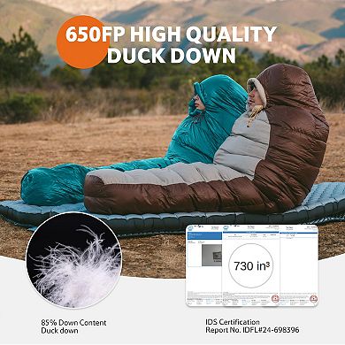 0 Degree Down Mummy Sleeping Bag,650FP Cold Weather Backpacking Sleeping Bag with RDS Down,29.3℉